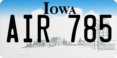 IA license plate AIR785
