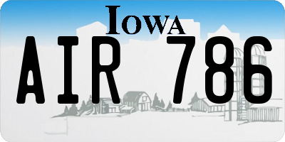 IA license plate AIR786