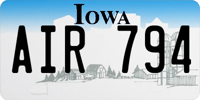 IA license plate AIR794