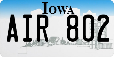 IA license plate AIR802