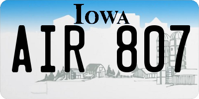 IA license plate AIR807