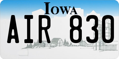 IA license plate AIR830