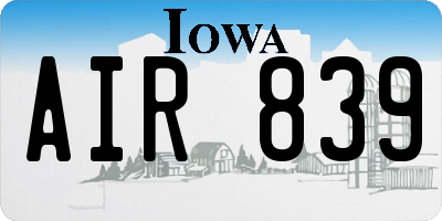 IA license plate AIR839