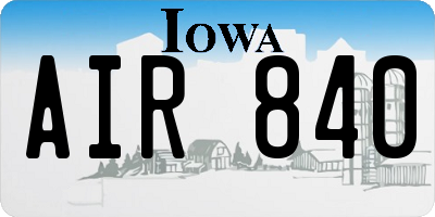 IA license plate AIR840
