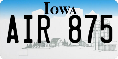 IA license plate AIR875