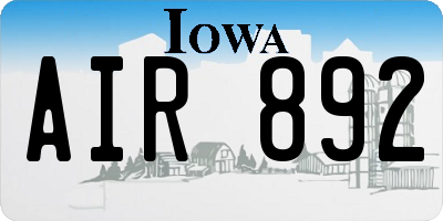 IA license plate AIR892