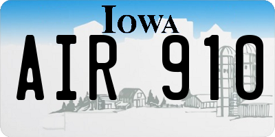 IA license plate AIR910
