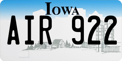 IA license plate AIR922