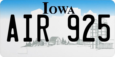 IA license plate AIR925