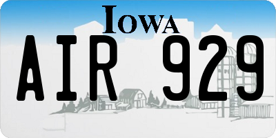 IA license plate AIR929