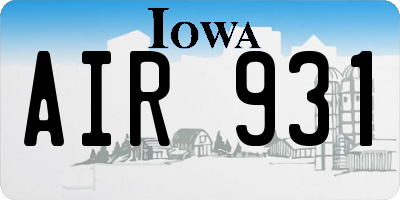 IA license plate AIR931