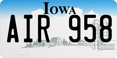 IA license plate AIR958