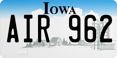 IA license plate AIR962