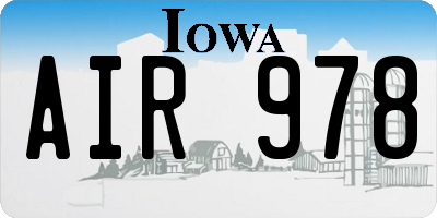 IA license plate AIR978