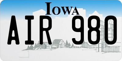 IA license plate AIR980