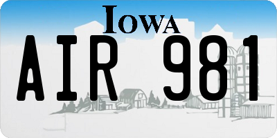 IA license plate AIR981