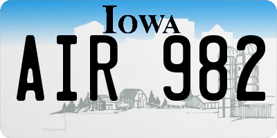IA license plate AIR982