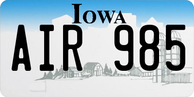 IA license plate AIR985