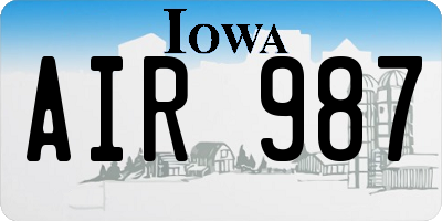 IA license plate AIR987