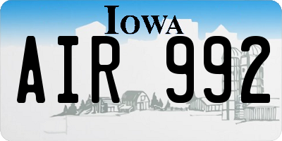 IA license plate AIR992