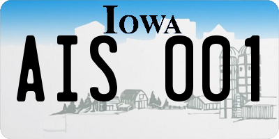 IA license plate AIS001