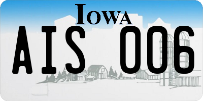 IA license plate AIS006