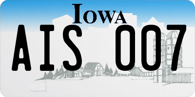 IA license plate AIS007