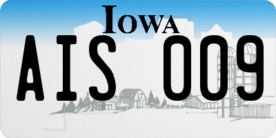 IA license plate AIS009