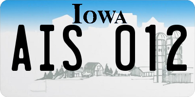 IA license plate AIS012