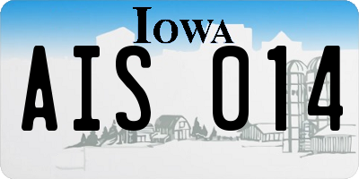 IA license plate AIS014