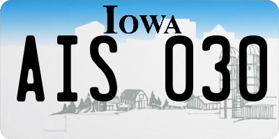 IA license plate AIS030