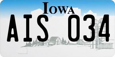 IA license plate AIS034