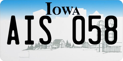 IA license plate AIS058