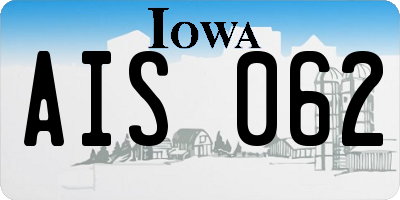 IA license plate AIS062