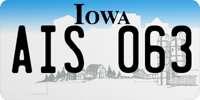 IA license plate AIS063