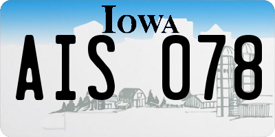 IA license plate AIS078