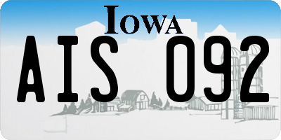 IA license plate AIS092