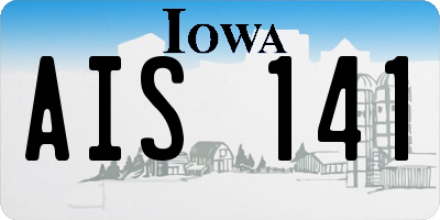 IA license plate AIS141