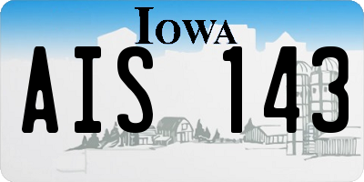 IA license plate AIS143