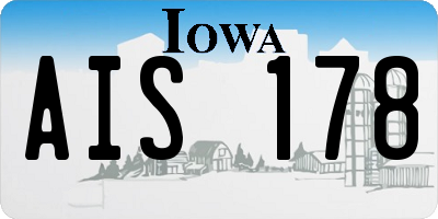 IA license plate AIS178