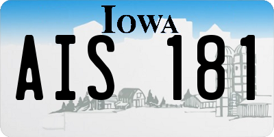 IA license plate AIS181