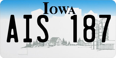 IA license plate AIS187