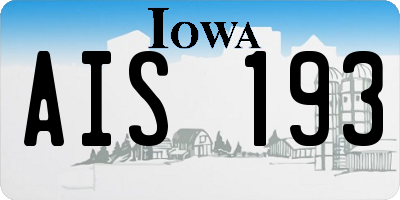 IA license plate AIS193
