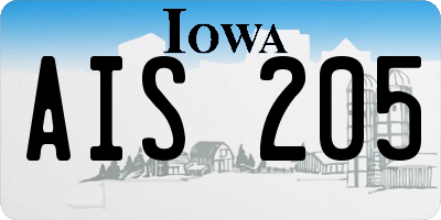 IA license plate AIS205