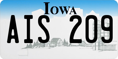 IA license plate AIS209