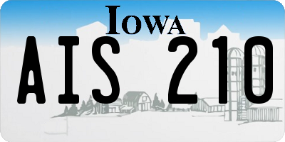 IA license plate AIS210