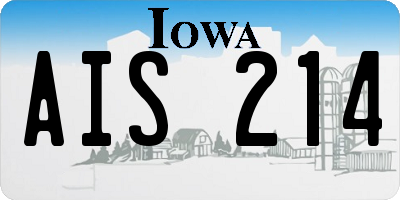 IA license plate AIS214