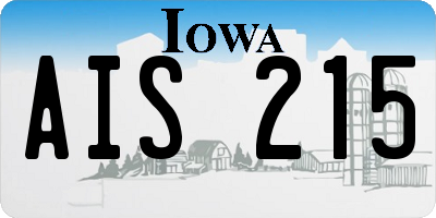 IA license plate AIS215