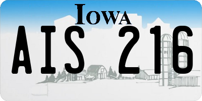 IA license plate AIS216