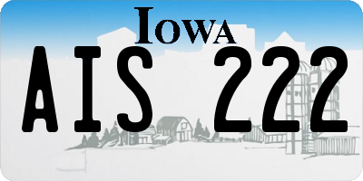 IA license plate AIS222